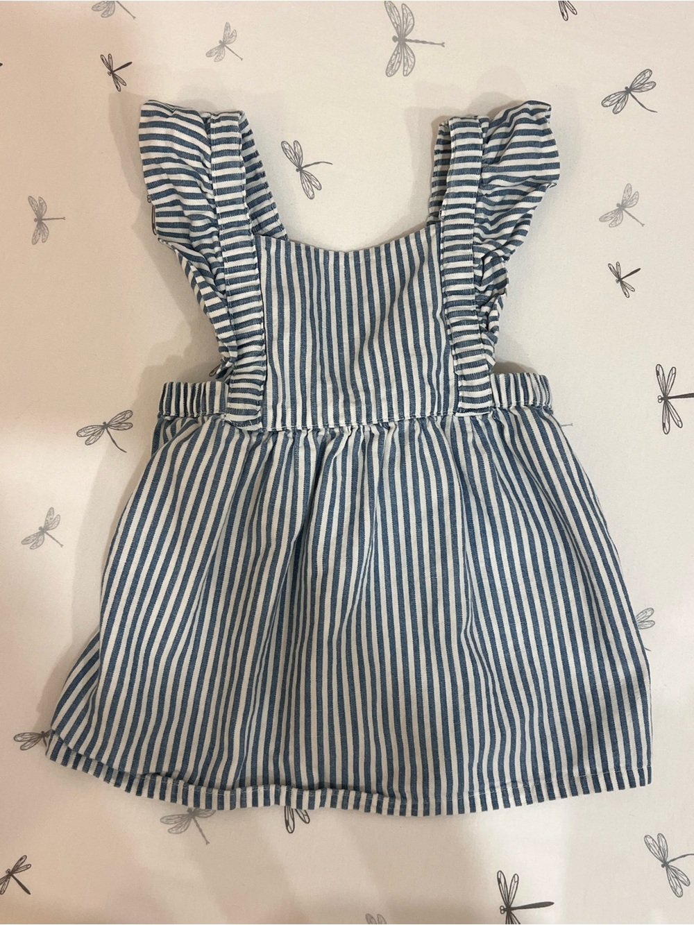 Carter's Blue & White Striped Ruffle Strap Skirted Top